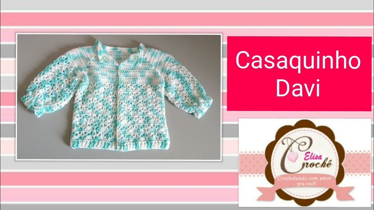 Versão canhotos: Conjunto de maternidade: Casaquinho Davi em crochê ( 0 a 4 meses) # Elisa Crochê