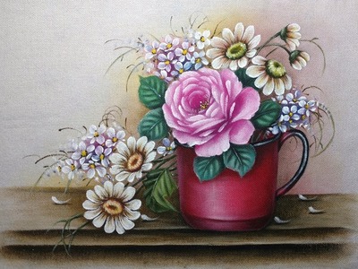 Como Pintar Caneca com Flores - Part 1