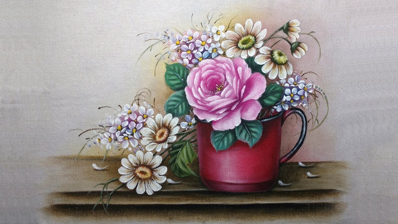 Como Pintar Caneca com Flores - Part 1