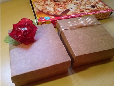 Como reciclar caixa de pizza para fazer caixa de presente passo a passo