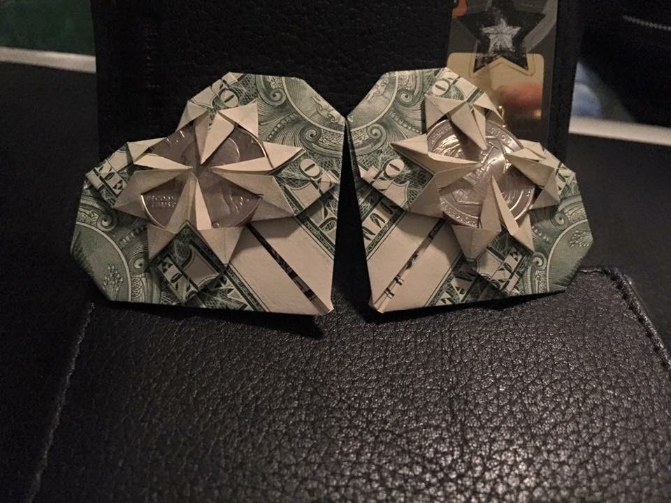 Coração de dinheiro, origami