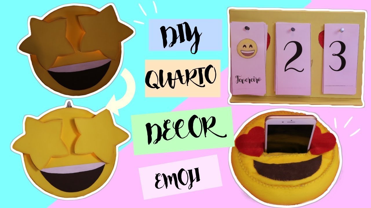 DIY EMOJI - Decoração DE QUARTO EMOJI - Luminária emoji, suporte de celular e mais