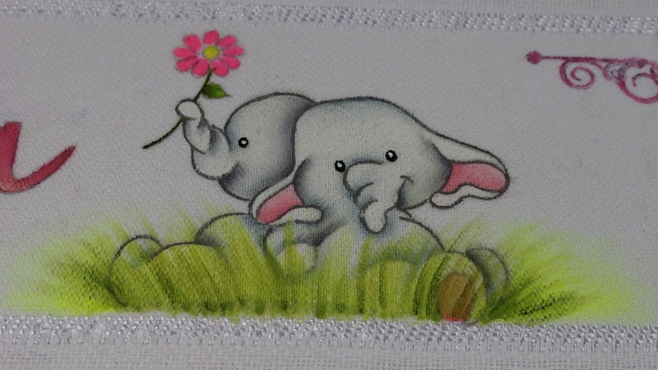 Pintando uma elefantinha na fralda- Iniciantes
