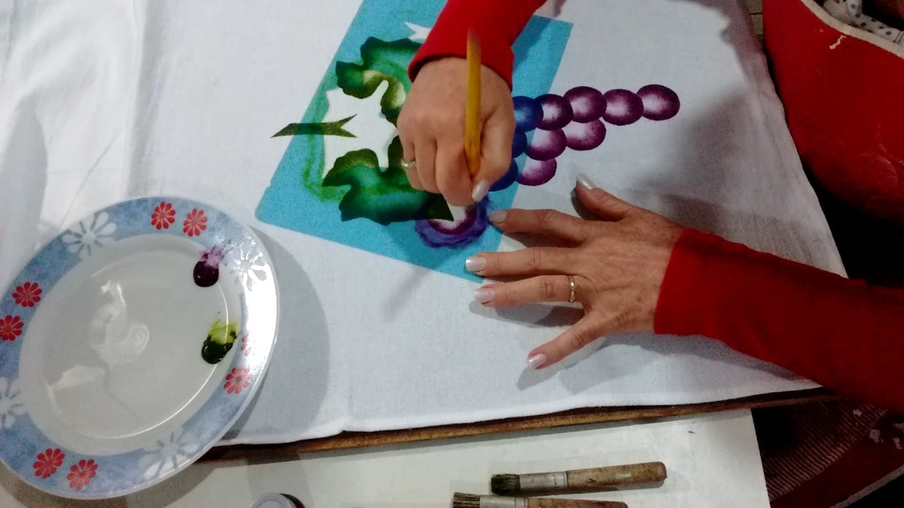 Pintar uva em tecido parte II (stencil)