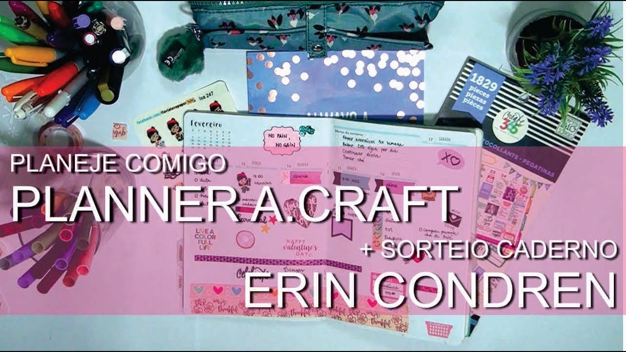 Planeje Comigo - A.Craft Fevereiro 2018 + Sorteio Caderno Erin Condren