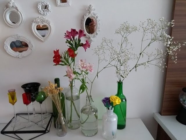 "Reciclando" - decoração com garrafas de vidro