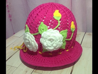 Chapéu de crochê infantil - parte 2.2 passo a passo flores