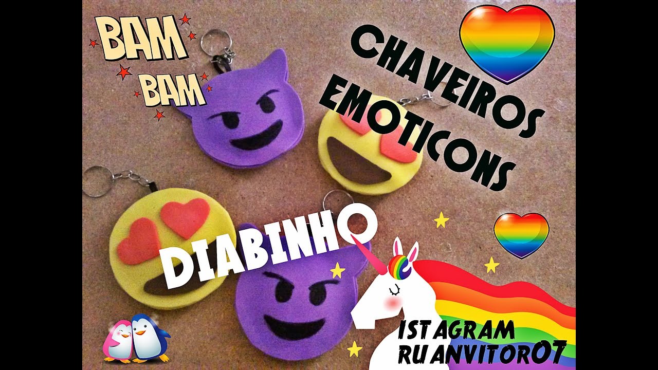 DIY - Como fazer chaveiro de Emoji || DIABINHO SAFADO || em e.v.a.