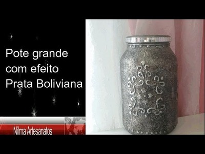 Pote de vidro decorado com efeito prata Boliviana!