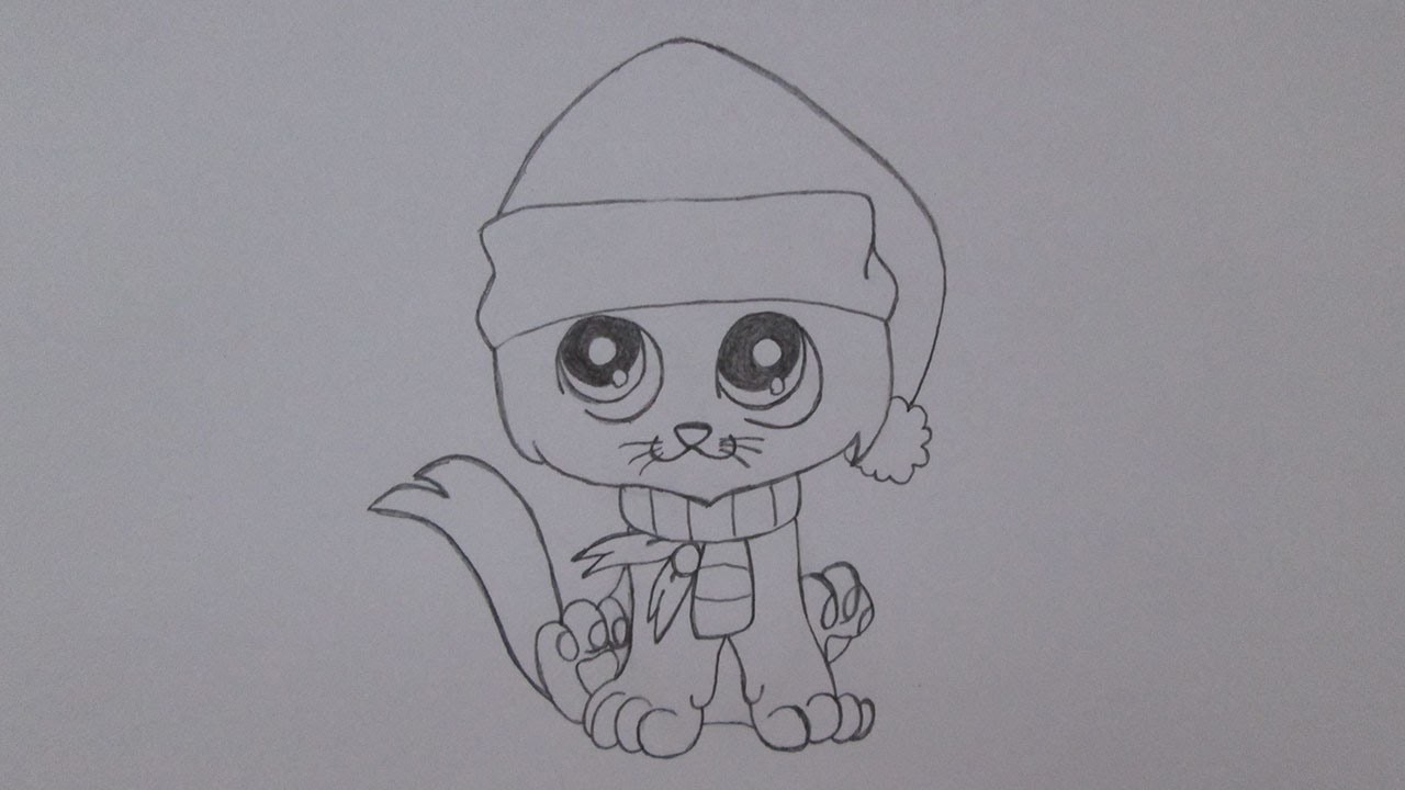 Como desenhar um gatinho do Natal