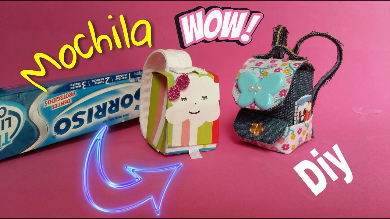 DIY- Como fazer com caixa de pasta de dente uma Mochila para Barbie e outras bonecas.Muito fácil