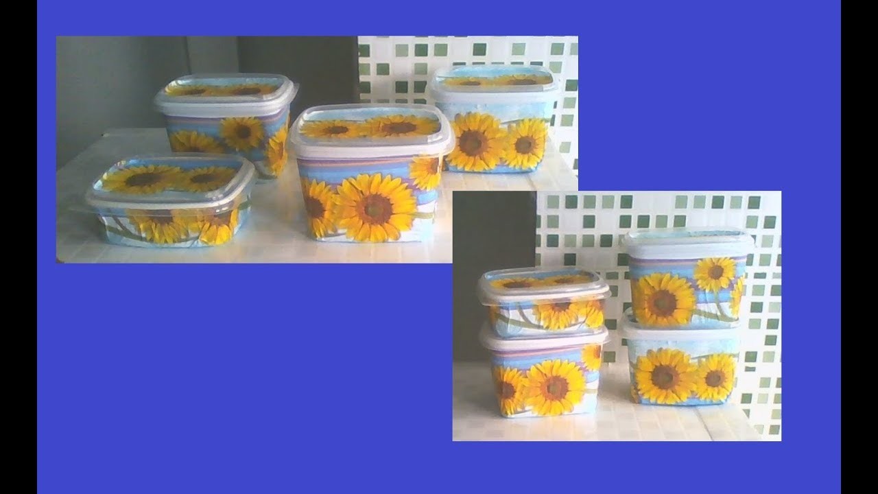 Kit potes de margarina fácil,reciclagem.#artesanato