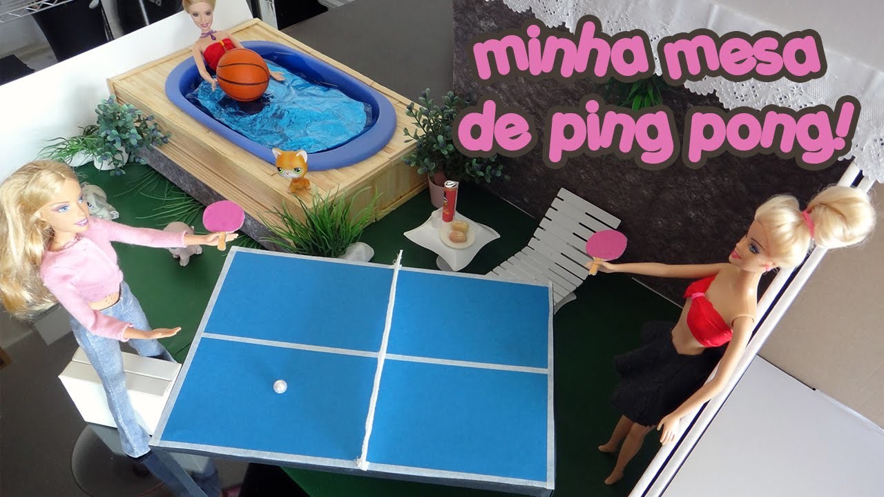 Mesa de Ping Pong (Tênis de mesa) para bonecas Barbie & Monster High