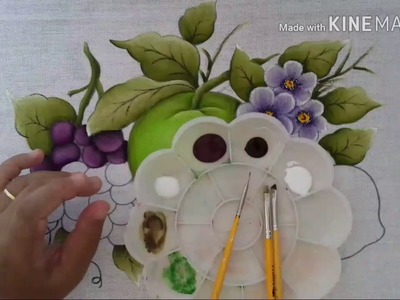 Pintura em tecido para iniciantes uvas.