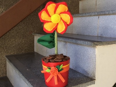 Vaso de flor de feltro passo a passo - Flor de feltro - DIY