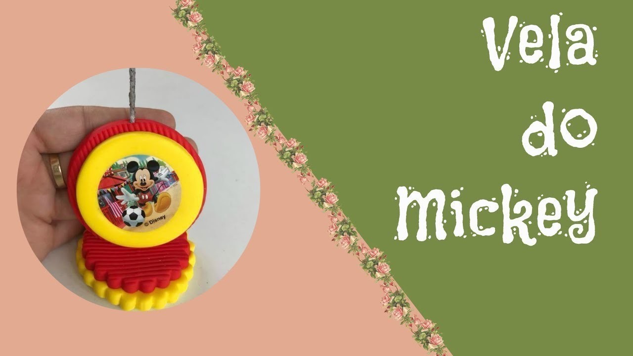 Vela do Mickey em Biscuit DIY (Porcelana Fria) Clay