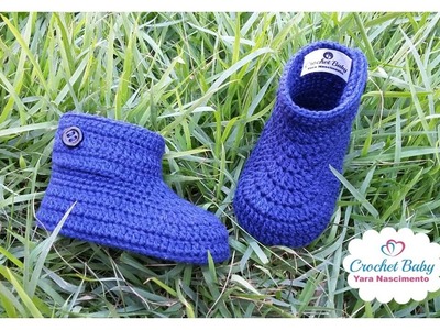 Botinha ALERRANDRO de Crochê - Tamanho 09 cm - Crochet Baby Yara Nascimento