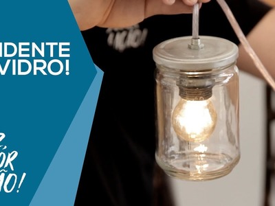 Como fazer uma Luminária com Vidro de Palmito! - DIY - Luz, Decor & Ação!