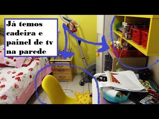 Diário de decoração do quarto: cadeira e painel de TV
