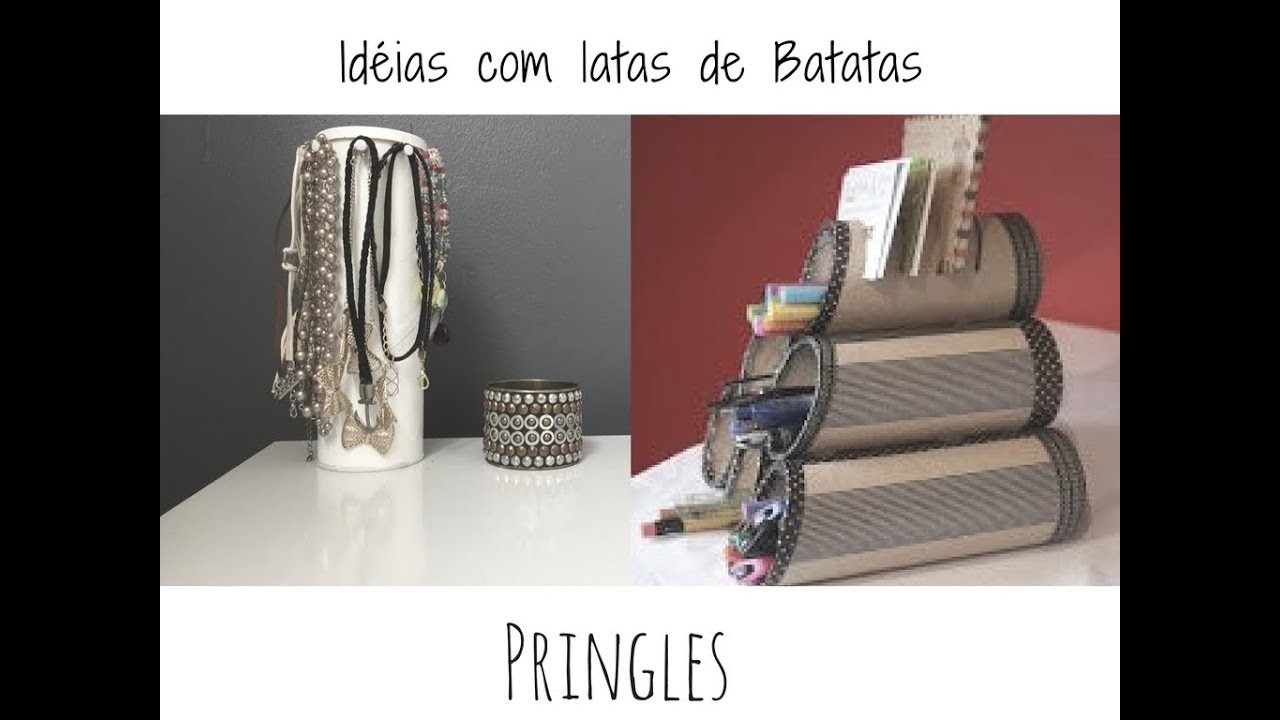 ::DIY:: Idéias com Lata de Batatas Pringles - Porta lápis, colar e algodão