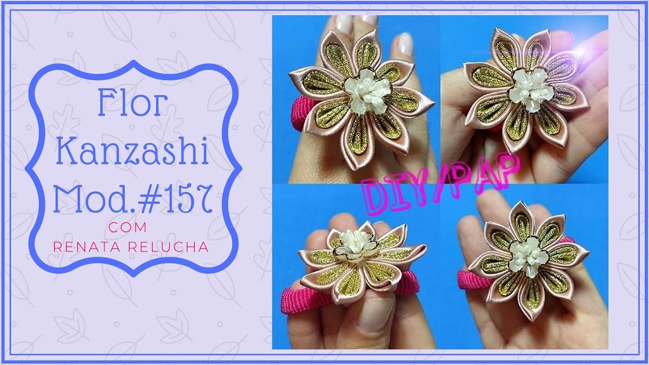 Kanzashi #157 - How to Make. DIY. Como Fazer Linda flor para o cabelo!