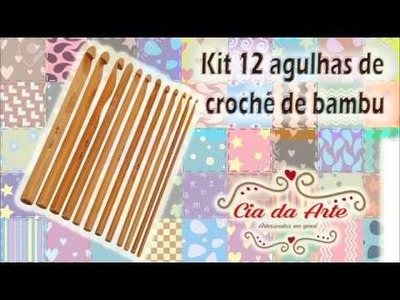 Kit 12 agulhas de crochê em bambu  - O mais barato - Artesanato Companhia da Arte