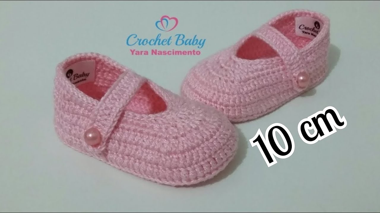 Sapatinho ANA de Crochê - Tamanho 10 cm - Crochet Baby Yara Nascimento
