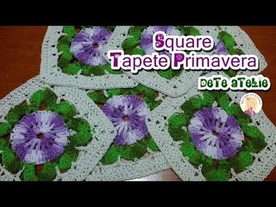Square Tapete Fácil Crochê Passo a Passo (versão canhoto)