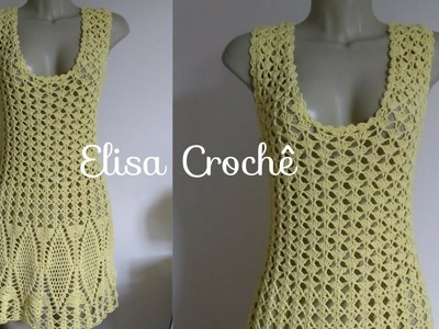 Versão destros:Vestido fiore amarelo em crochê (2° parte final) # Elisa Crochê