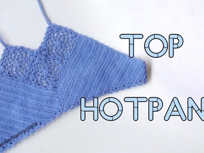 Biquíni de Crochê modelo Hot Pant ( 3a Parte - Top)