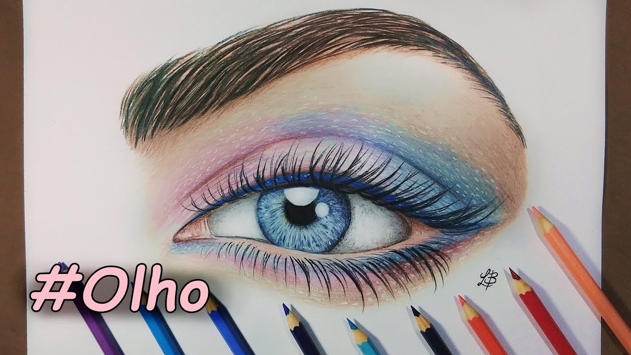 Como pintar um olho realista com lápis de cor.How to paint a realistic eye