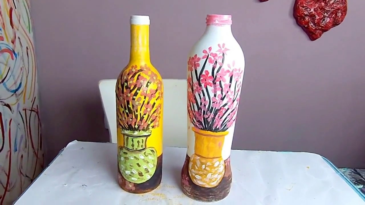 DIY GARRAFAS FLORAIS ???????? PINTURA