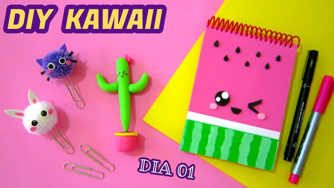 DIY Kawaii - Como fazer ideias fofas (Dia 01) Volta as aulas