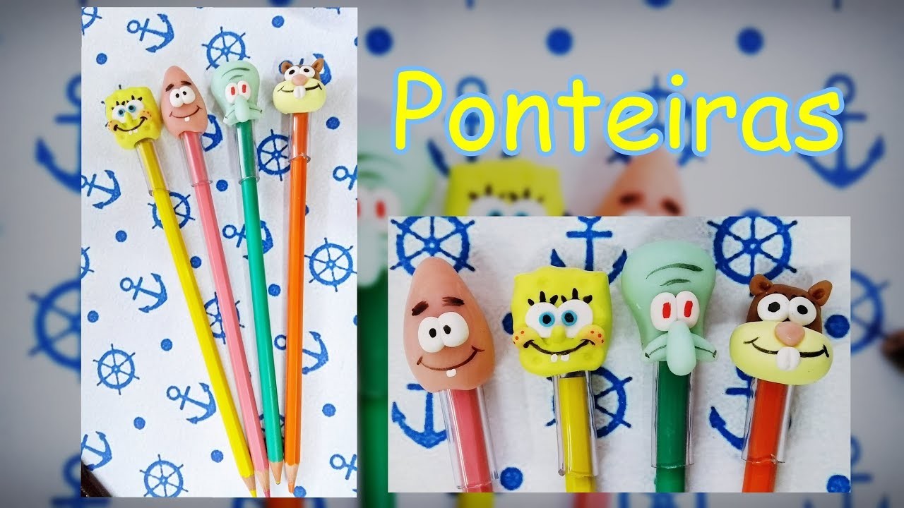 DIY - Ponteiras de lápis do Bob Esponja em biscuit - passo a passo - Volta as aulas!