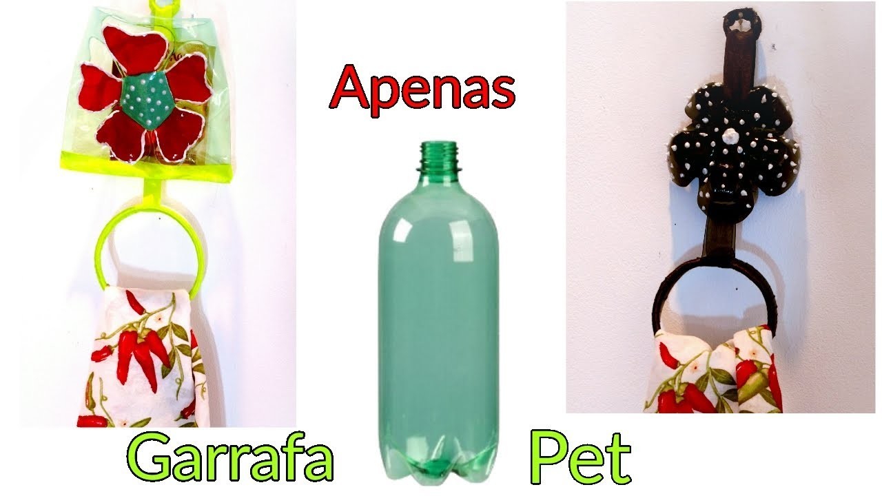 DIY - PORTA PANO DE PRATOS FEITO APENAS COM GARRAFA PET.Door Cloth Dishes Done With Pet