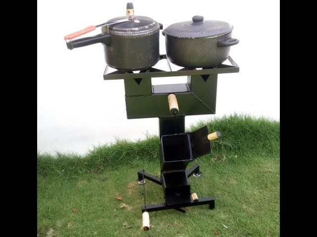 Fogão Lenha Portátil 2 Bocas Rocket Stove Foguete