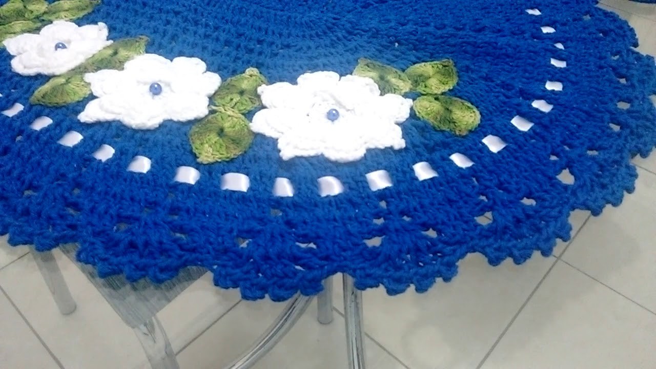 Jogo banheiro em crochê azul