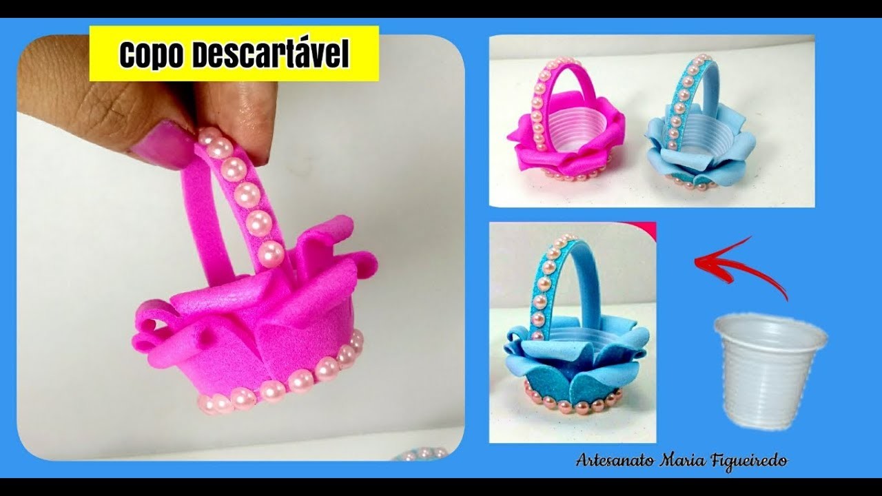 Porta docinhos de copos descartáveis - Cestinha - Ft Perolamax