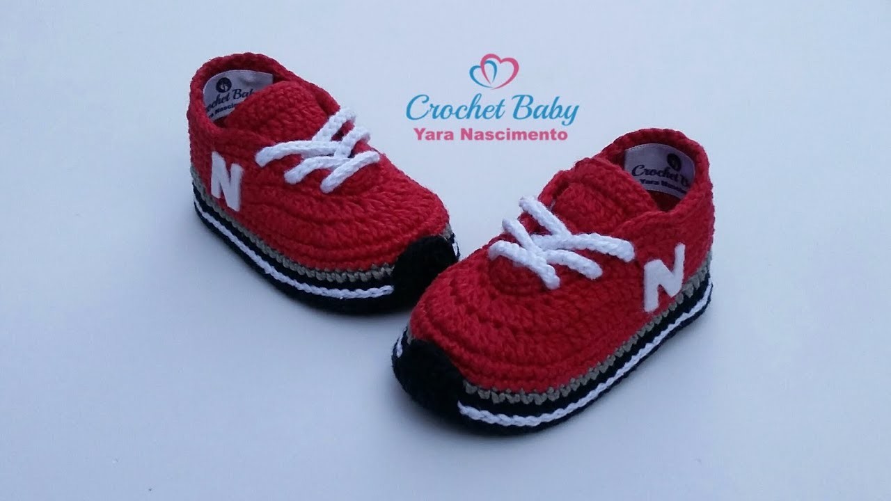 Tênis NEW BALANCE de crochê - Tamanho 09 cm - Crochet Baby Yara Nascimento