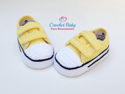 All Star com Velcro em Crochê - Tamanho 09 cm - Crochet Baby Yara Nascimento PARTE 02