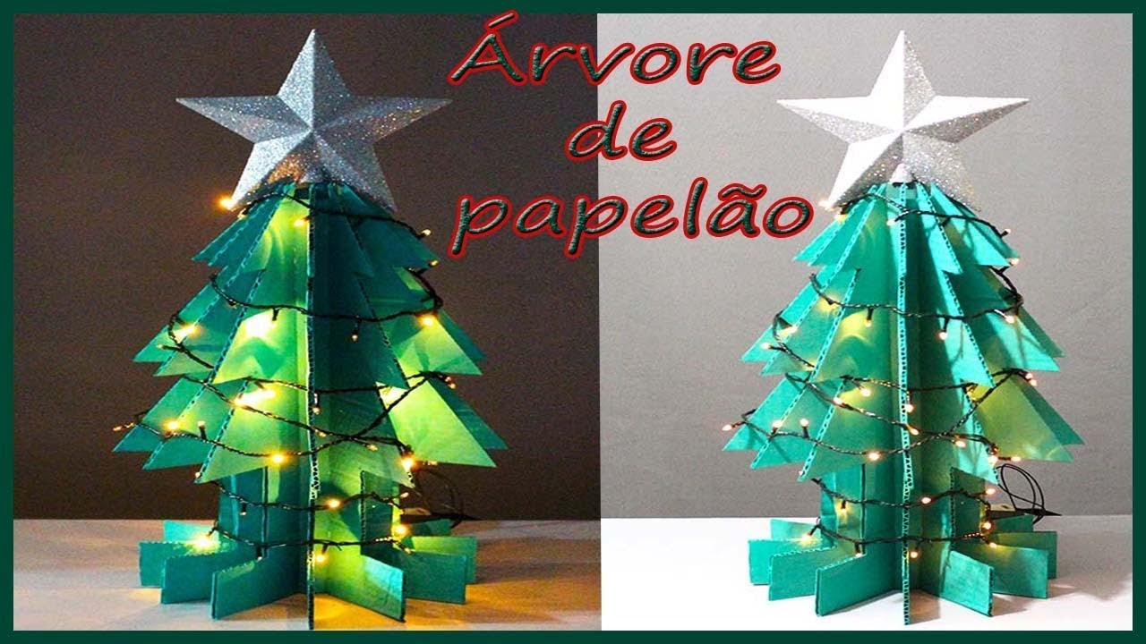 Árvore de Natal feita com papelão, DIY árvore Natalina.