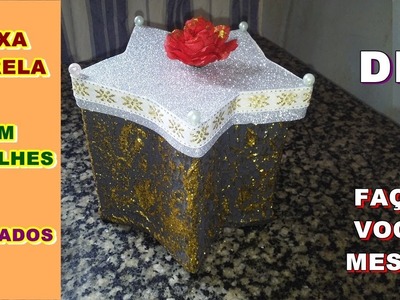 CAIXA ESTRELA FEITA DE PAPELÃO COM DETALHES DOURADOS | DIY | Como Fazer | Criando Maravilhas