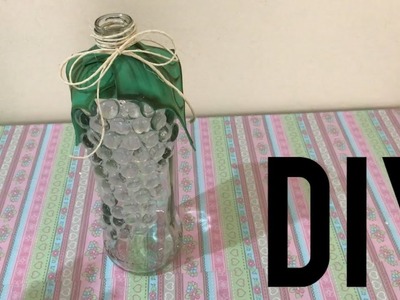 Como Decorar Garrafa de Vidro Suco de Uva - Artesanato DIY Reciclagem
