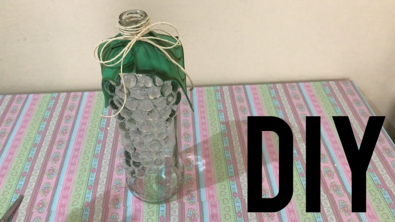 Como Decorar Garrafa de Vidro Suco de Uva - Artesanato DIY Reciclagem