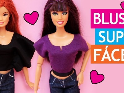 Como fazer 2 Blusas - Tutorial Super Fácil! DIY de Roupas para Barbie, Monster High e outras Bonecas