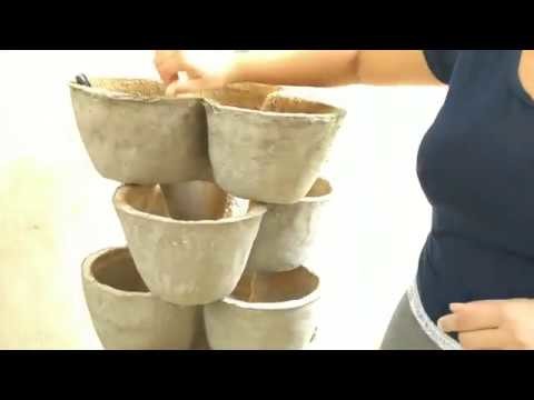 Como fazer vasos de cimento triplos Ideal para hortas verticais (DIY)