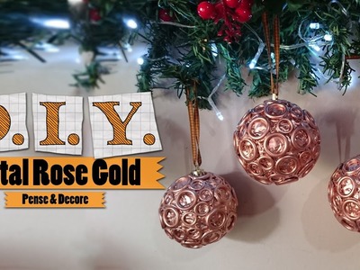 Decoração de Natal Rose Gold ???? DIY | Bolas de Natal #3