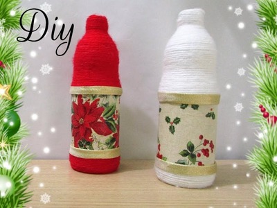 DIY Especial de Natal #1 | Garrafas decorada para natal