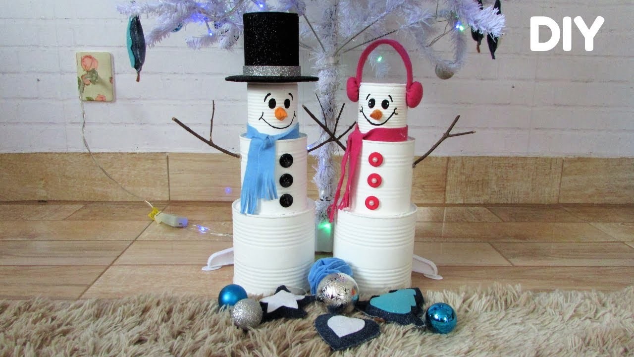 DIY Especial de Natal 2017 #7 | Bonecos de neve feitos com latas