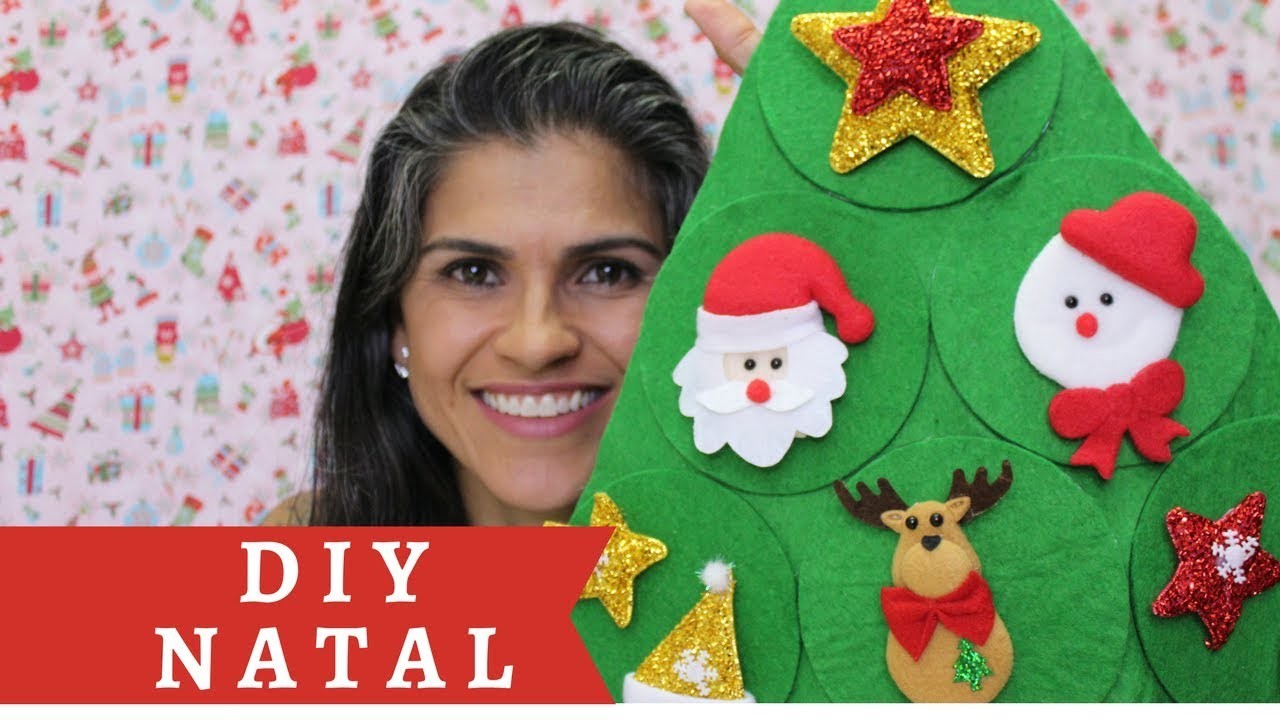 DIY NATAL-ÁRVORE DE FELTRO e CDs-FAÇA VOCÊ MESMO